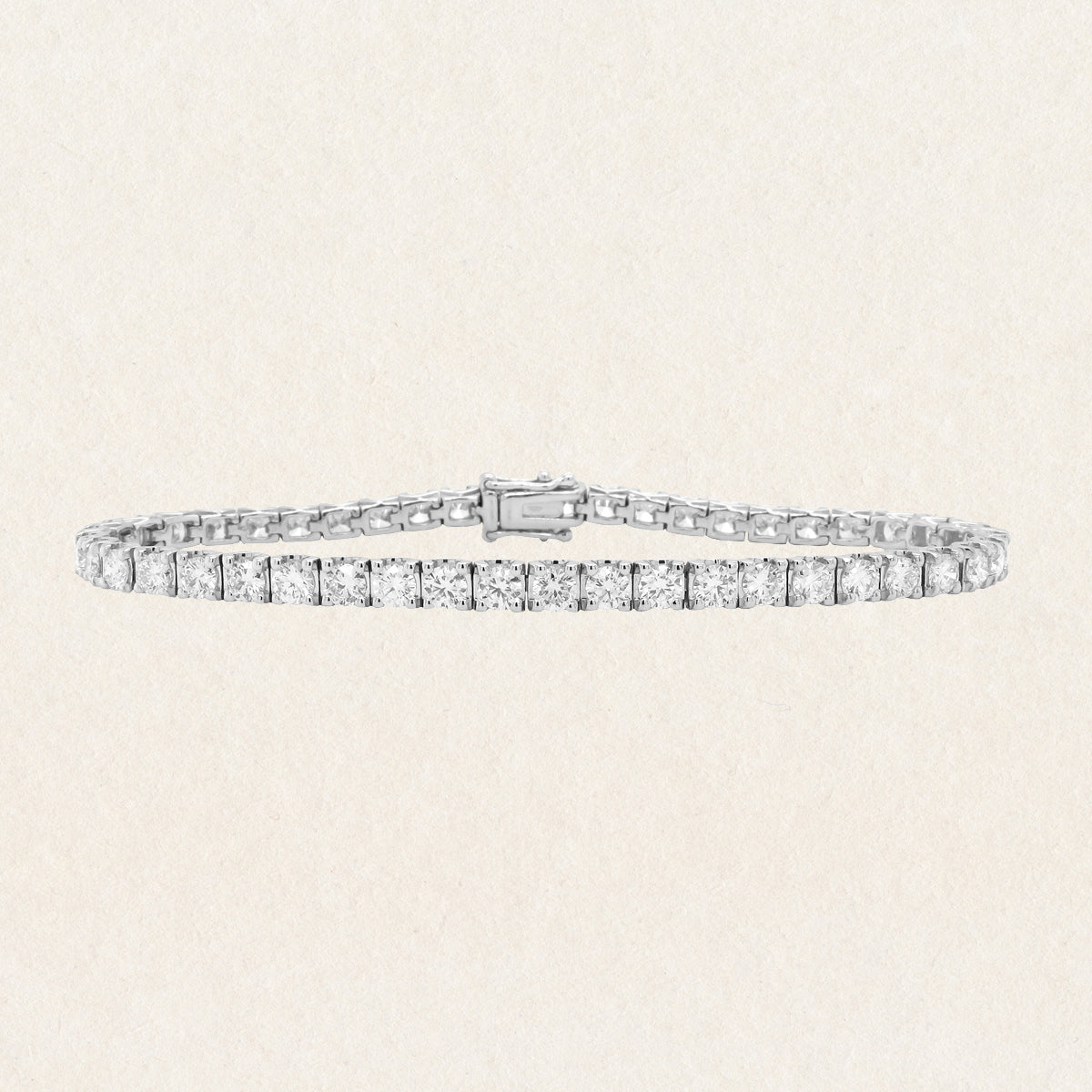 Brilliant round cut 3.75ct lab grown diamond tennis bracelet made with 18k white gold
