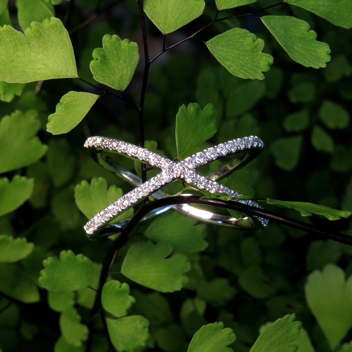 Stunning 0.32ct lab grown diamond Crossover ring made with 9k white gold