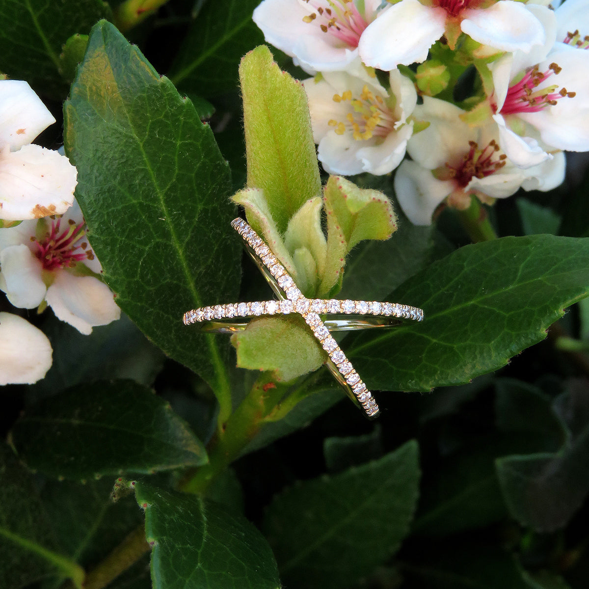 Stunning 0.32ct lab grown diamond Crossover ring made with 9k yellow gold
