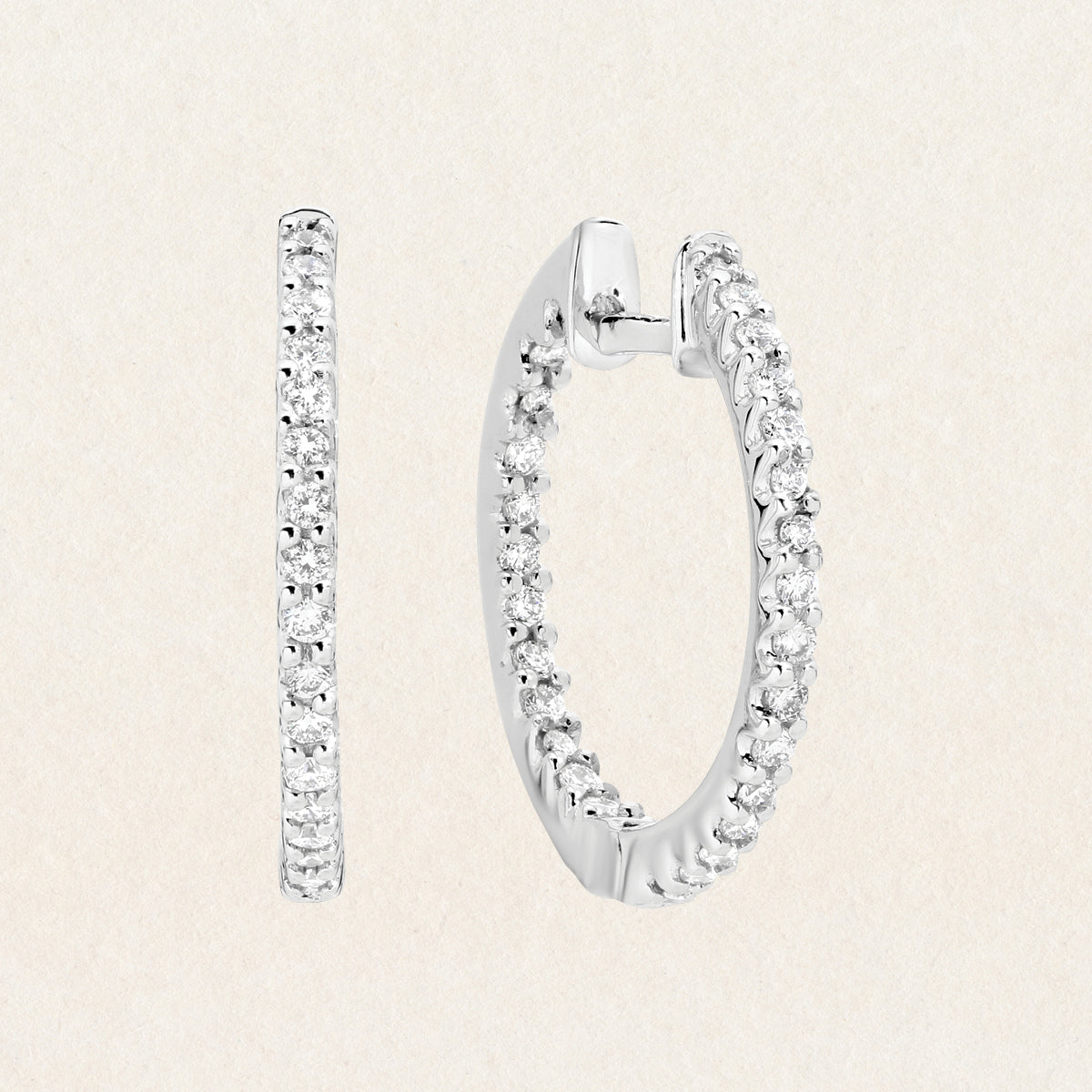 Brilliant round cut 0.50ct lab grown diamond Hoop earrings made with 9k white gold