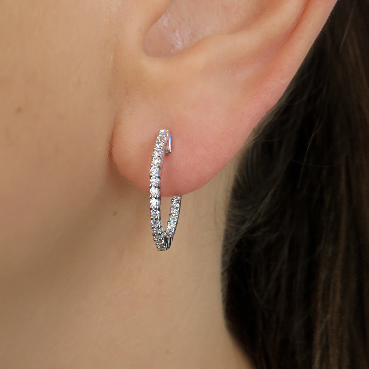 Stunning 0.50ct lab grown diamond Hoop earrings made with 9k white gold