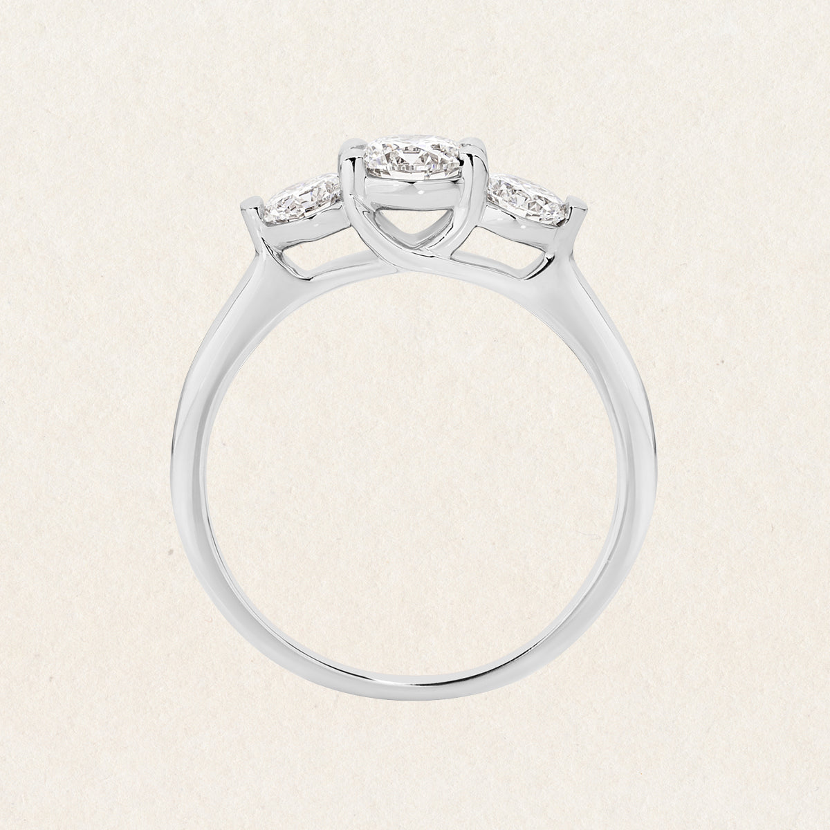 1.03ct lab grown diamond trilogy ring made with 18k white gold
