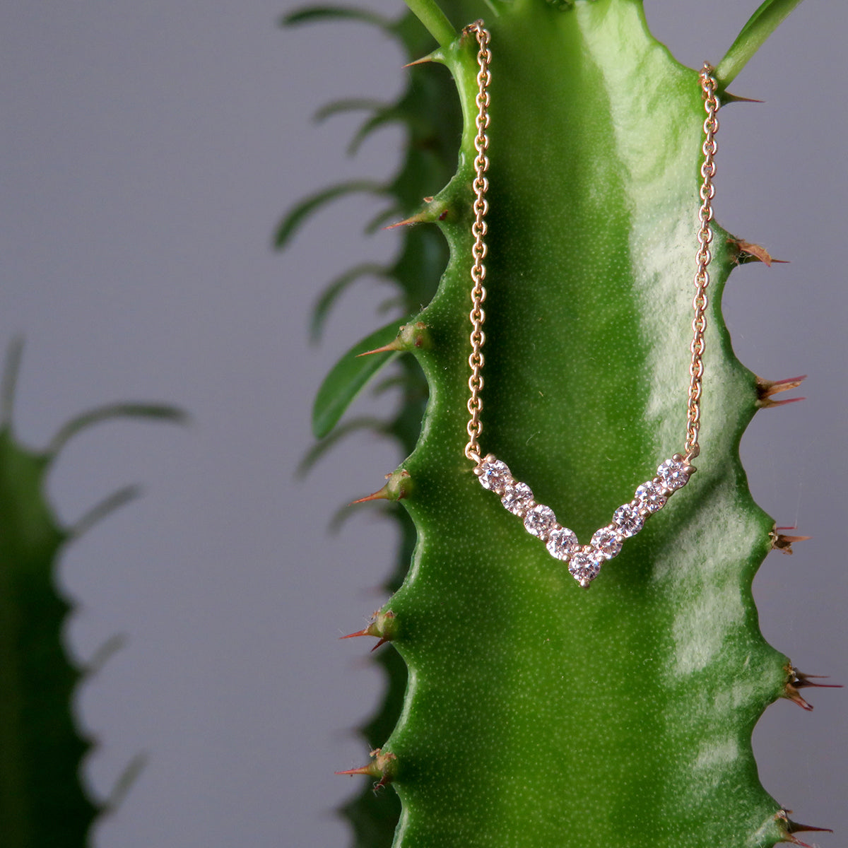 0.22ct laboratory grown diamond V Necklace by greenhouse diamonds