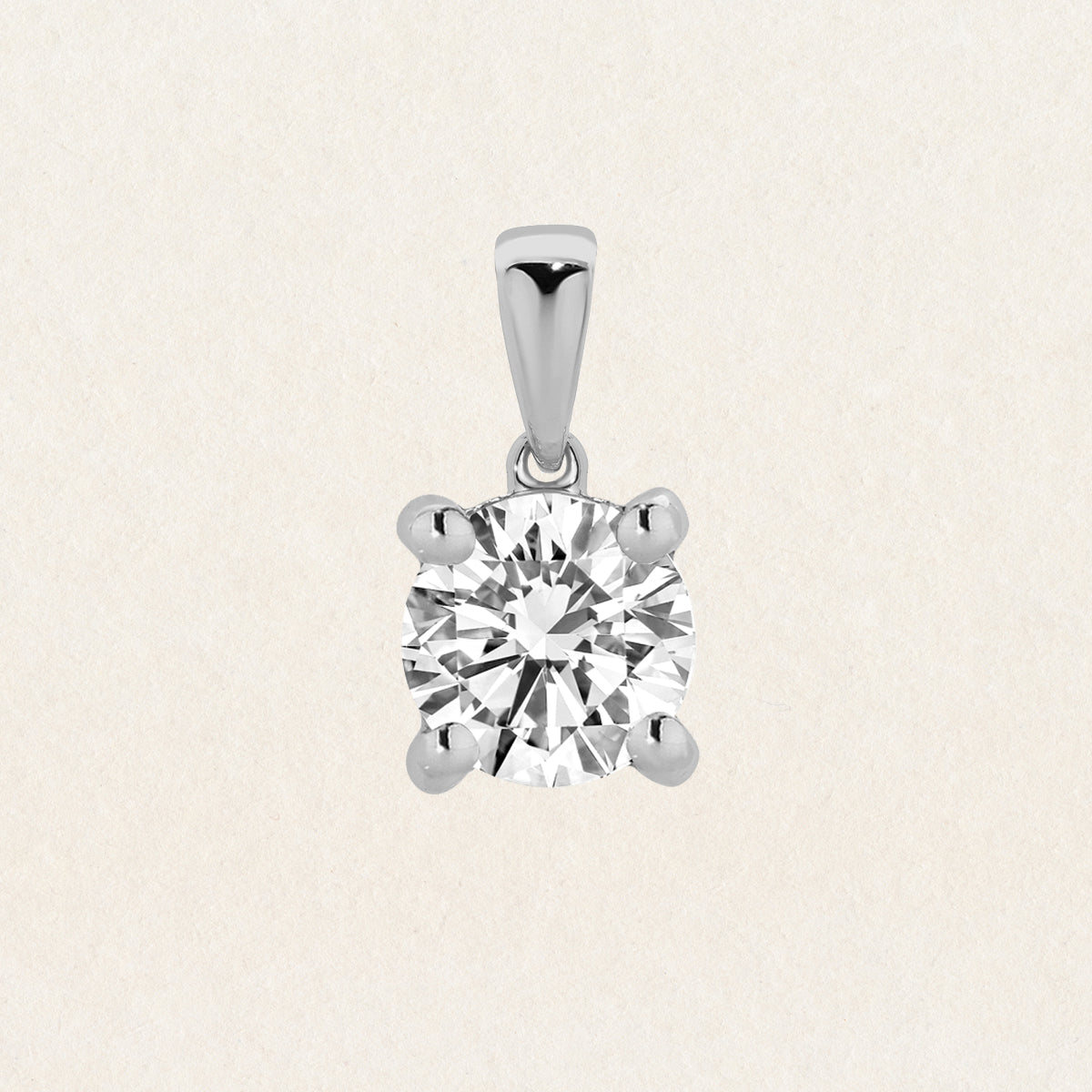 Brilliant round cut 0.50ct lab grown diamond Claw pendant made with 9k white gold