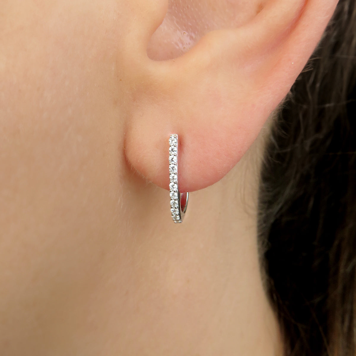 Stunning 0.18ct lab grown diamond Half hoof earrings made with 9k white gold